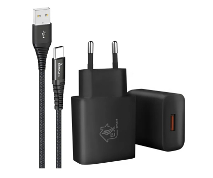 Ładowarka i akumulator ExtraLink Smart Life Zestaw USB - USB-C 2m Czarny Ładowarka 12W Czarna